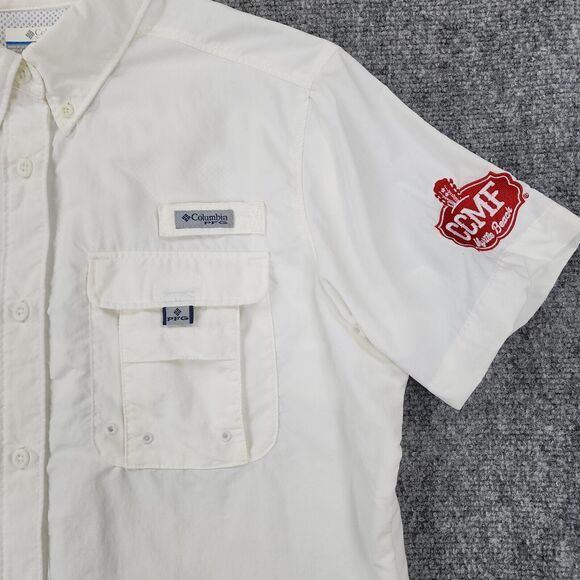 Columbia PFG Shirt Womens Medium White Coors Light CCMF Short Sleeve Hiking Vent - Picture 10 of 16